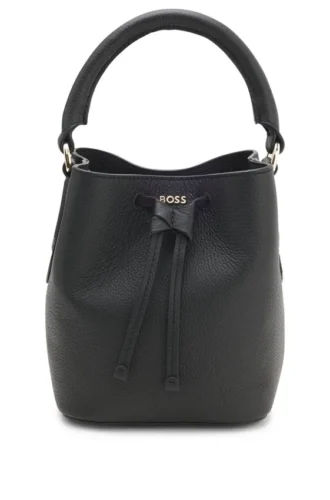 Bucket Bag aus Leder mit Logo-Schriftzug