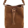 Bucket Bag aus Wildleder mit Zierstichen