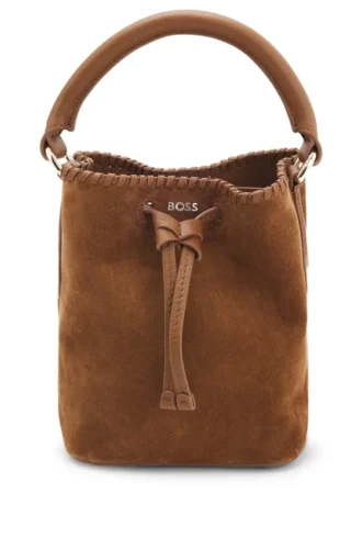 Bucket Bag aus Wildleder mit Zierstichen
