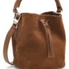 Bucket Bag aus Wildleder mit Zierstichen