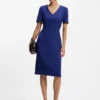 Businesskleid mit V-Ausschnitt und Nahtdetails