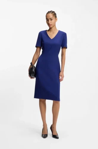 Businesskleid mit V-Ausschnitt und Nahtdetails