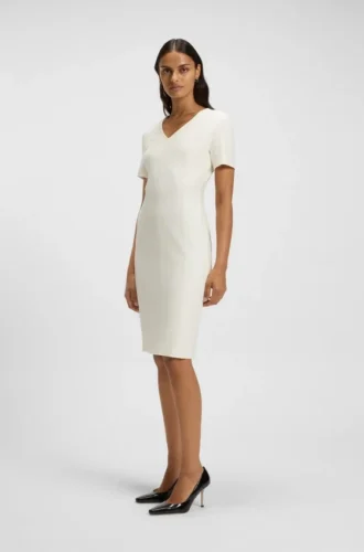 Businesskleid mit V-Ausschnitt und Nahtdetails
