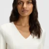 Businesskleid mit V-Ausschnitt und Nahtdetails