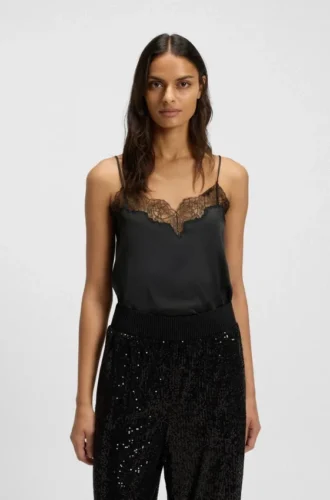 Camisole aus Satin mit Spitzendetails