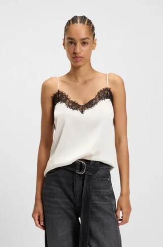 Camisole aus Satin mit Spitzendetails