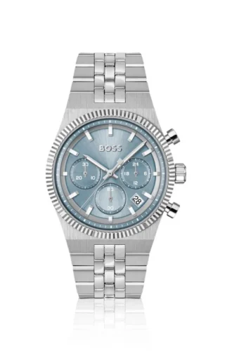 Candor Chronographenuhr mit blauem Zifferblatt und geriffelter Lünette