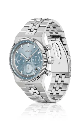 Candor Chronographenuhr mit blauem Zifferblatt und geriffelter Lünette