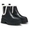 Chelsea-Stiefel aus Leder mit Kunstfellbesatz