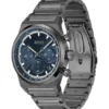 Chronographenuhr mit blauem Zifferblatt aus grau beschichtetem Stahl