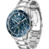 Chronographenuhr mit blauem Zifferblatt und Gliederarmband
