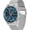 Chronographenuhr mit blauem Zifferblatt und Mesh-Armband