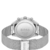 Chronographenuhr mit Gitterarmband und blauem Zifferblatt