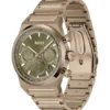Chronographenuhr mit Gliederarmband aus goldfarbenem Stahl