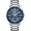 Chronographenuhr mit Gliederarmband und blauem, strukturiertem Zifferblatt
