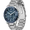 Chronographenuhr mit Gliederarmband und blauem, strukturiertem Zifferblatt