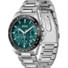 Chronographenuhr mit Gliederarmband und grünem, geriffeltem Zifferblatt