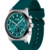 Chronographenuhr mit grünem Zifferblatt und Silikonarmband