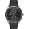 Chronographenuhr mit Lederarmband und schwarzem Zifferblatt