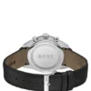 Chronographenuhr mit Lederarmband und schwarzem Zifferblatt