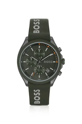 Chronographenuhr mit Silikonarmband mit Markenlogo