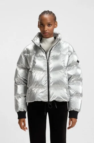 Daunenjacke mit Logo-Applikation aus Silikon