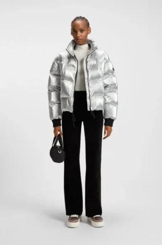 Daunenjacke mit Logo-Applikation aus Silikon