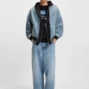 Denim-Bomberjacke mit Jersey-Einsatz Denim-Bomberjacke mit Jersey-Einsatz