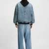 Denim-Bomberjacke mit Jersey-Einsatz Denim-Bomberjacke mit Jersey-Einsatz