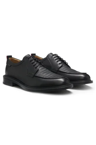 Derby-Schuhe aus Leder mit Vorderkappe im Stroh-Print