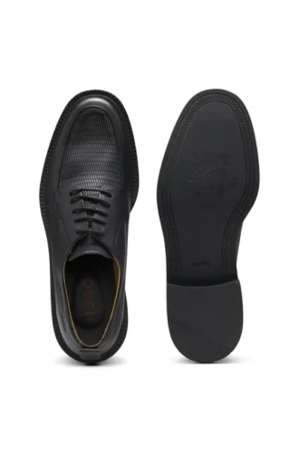 Derby-Schuhe aus Leder mit Vorderkappe im Stroh-Print