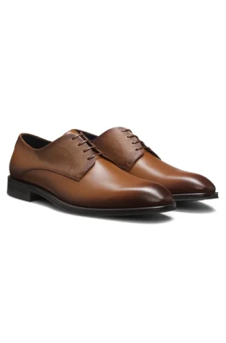 Derby-Schuhe aus strukturiertem und glattem Leder
