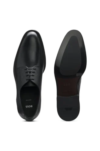 Derby-Schuhe aus strukturiertem und glattem Leder