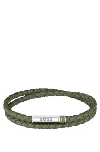 Doppelt geflochtenes grünes Armband mit Logo-Verschluss
