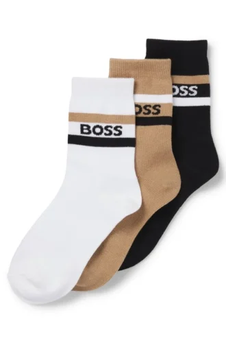 Dreierpack Socken für Kinder mit Streifen und Logo