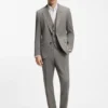 Dreiteiliger Anzug in Slim Fit aus Popeline aus Wollmischung