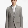 Dreiteiliger Anzug in Slim Fit aus Popeline aus Wollmischung