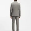 Dreiteiliger Anzug in Slim Fit aus Popeline aus Wollmischung