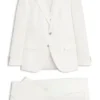 Dreiteiliger Slim-Fit-Anzug aus Baumwolle und Leinen Dreiteiliger Slim-Fit-Anzug aus Baumwolle und Leinen