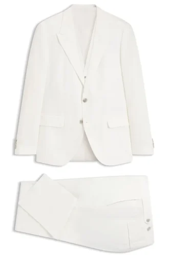 Dreiteiliger Slim-Fit-Anzug aus Baumwolle und Leinen