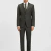 Dreiteiliger Slim-Fit-Anzug aus gemusterter Stretchwolle