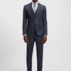 Dreiteiliger Slim-Fit-Anzug aus gemusterter Stretchwolle