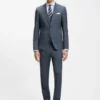 Dreiteiliger Slim-Fit-Anzug aus gemusterter Stretchwolle