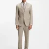Dreiteiliger Slim-Fit-Anzug aus gemusterter Stretchwolle