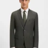 Dreiteiliger Slim-Fit-Anzug aus gemusterter Stretchwolle