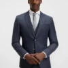 Dreiteiliger Slim-Fit-Anzug aus gemusterter Stretchwolle