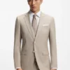 Dreiteiliger Slim-Fit-Anzug aus gemusterter Stretchwolle