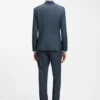 Dreiteiliger Slim-Fit-Anzug aus gemusterter Stretchwolle