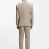 Dreiteiliger Slim-Fit-Anzug aus gemusterter Stretchwolle