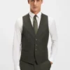 Dreiteiliger Slim-Fit-Anzug aus gemusterter Stretchwolle